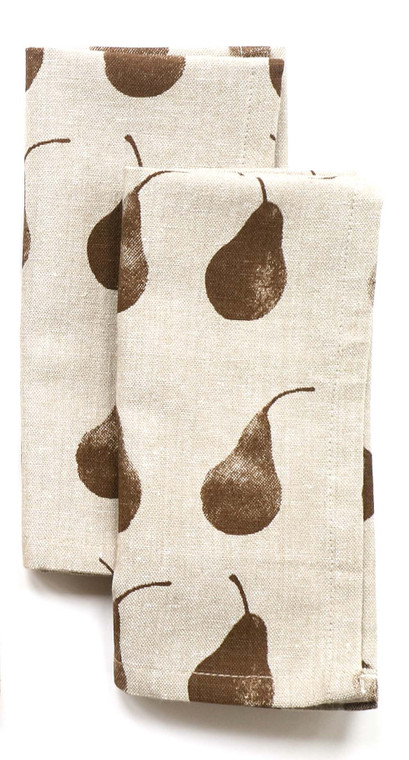 Homeroots Set Of Four Light Brown Pear Pattern Placemats And Four Matching Napkins 389011