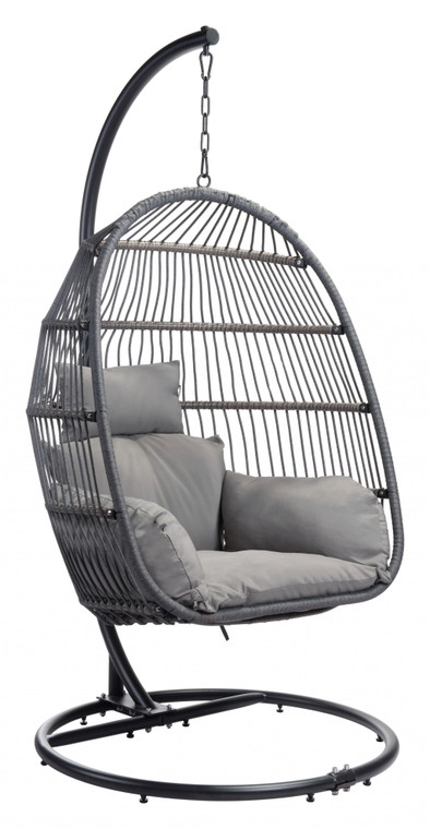 Homeroots Basket Weave Gray Hanging Chair 391727