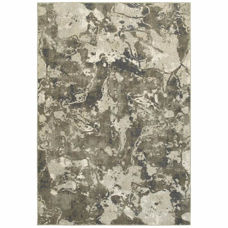 Homeroots 7X10 Gray And Ivory Abstract Spatter Area Rug 388803