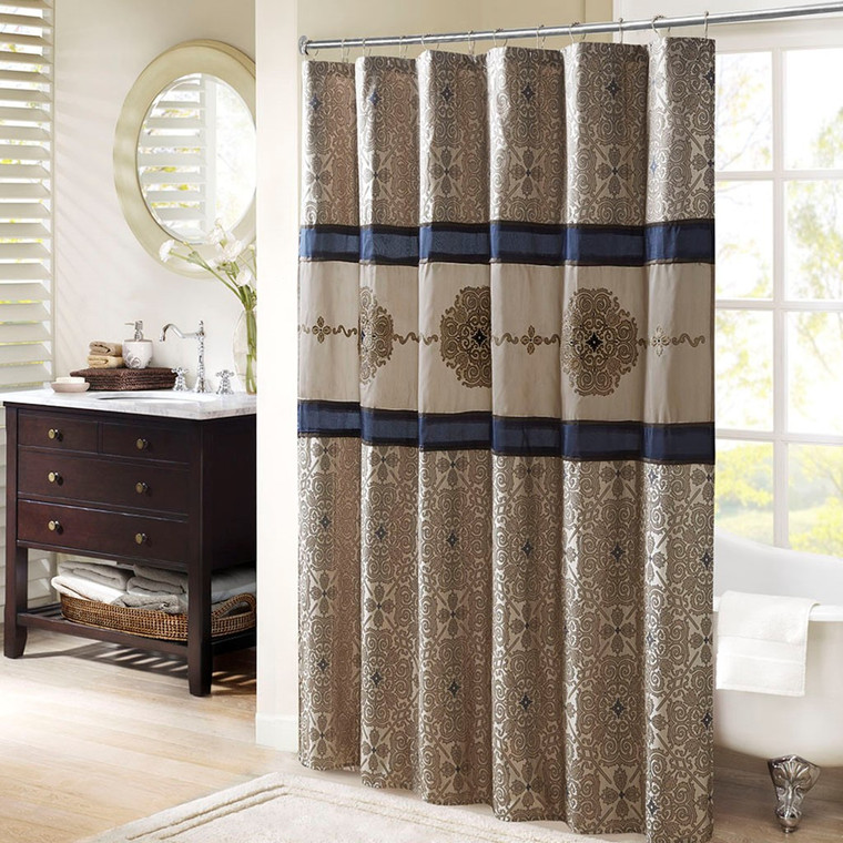 Donovan Embroidered Shower Curtain MP70-7543 By Olliix