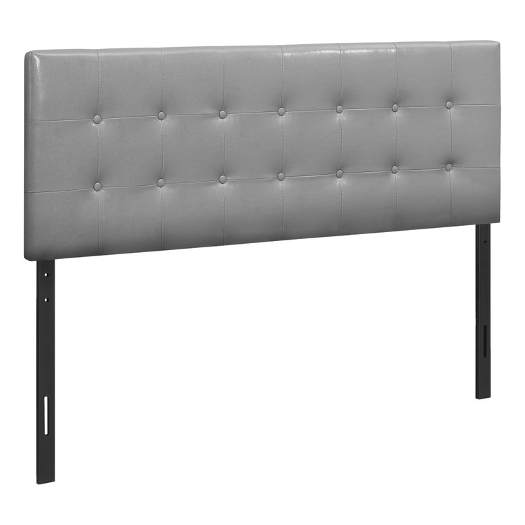 Monarch Bed - Queen Size - Grey Leather-Look Headboard Only I 6001Q