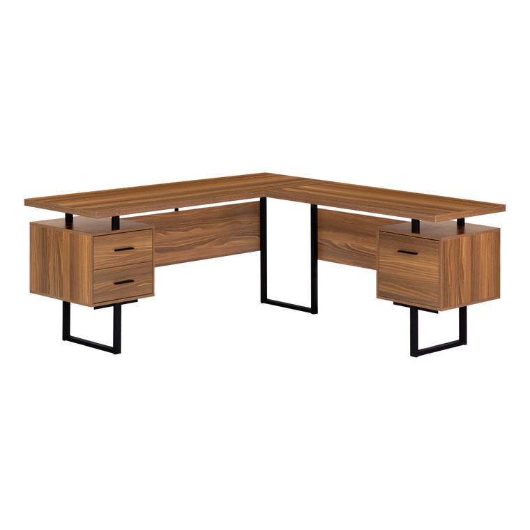 Monarch Computer Desk - 70"L - Walnut - Black Metal - Left & Right Face I 7610