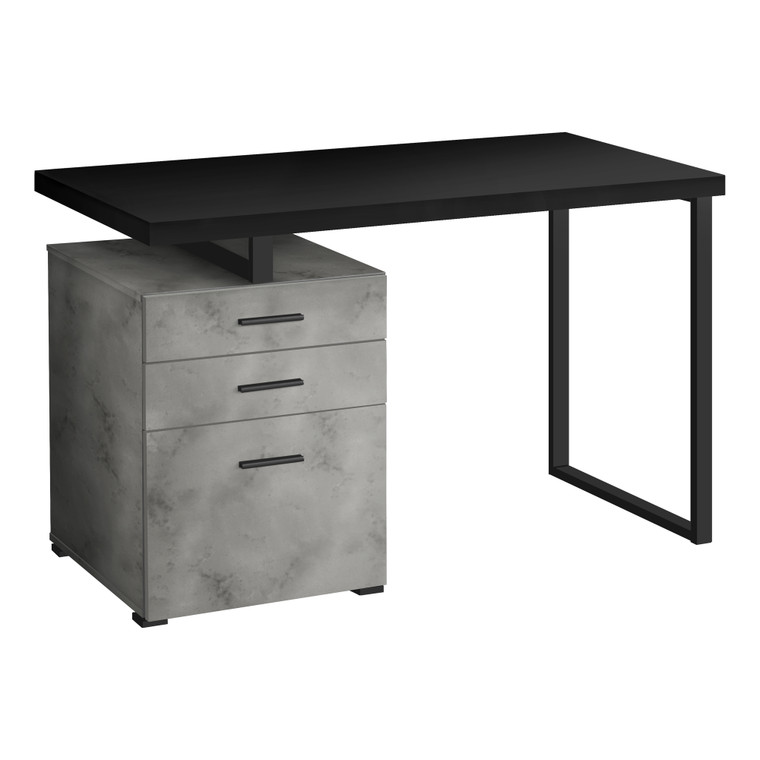 Monarch Computer Desk - 48"L - Black- Concrete- Black Metal - Left & Right I 7647