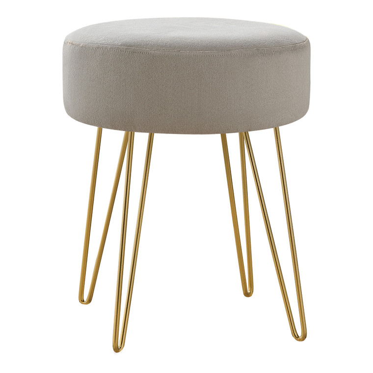 Monarch Ottoman - Beige Fabric - Gold Metal Legs I 9000