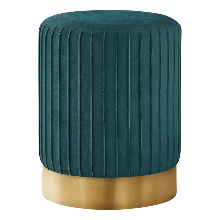 Monarch Ottoman - Turquoise Velvet - Gold Metal Base I 9019