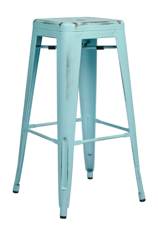 Office Star Bristow 30" Antique Metal Barstool - Set Of 2 - Antique Sky Blue BRW3030A2-ASB