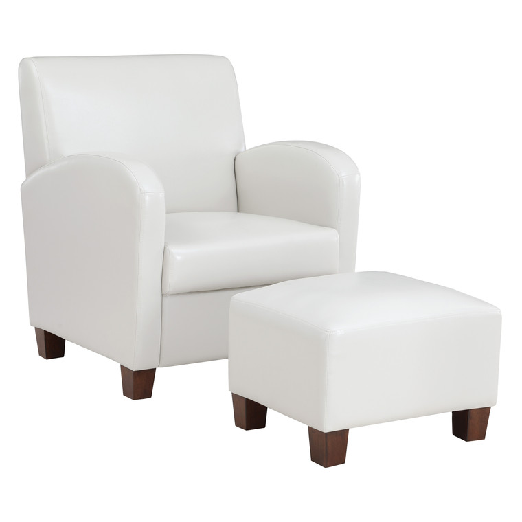 Office Star Aiden Chair & Ottoman Faux Leather - Cream ADN-PD28
