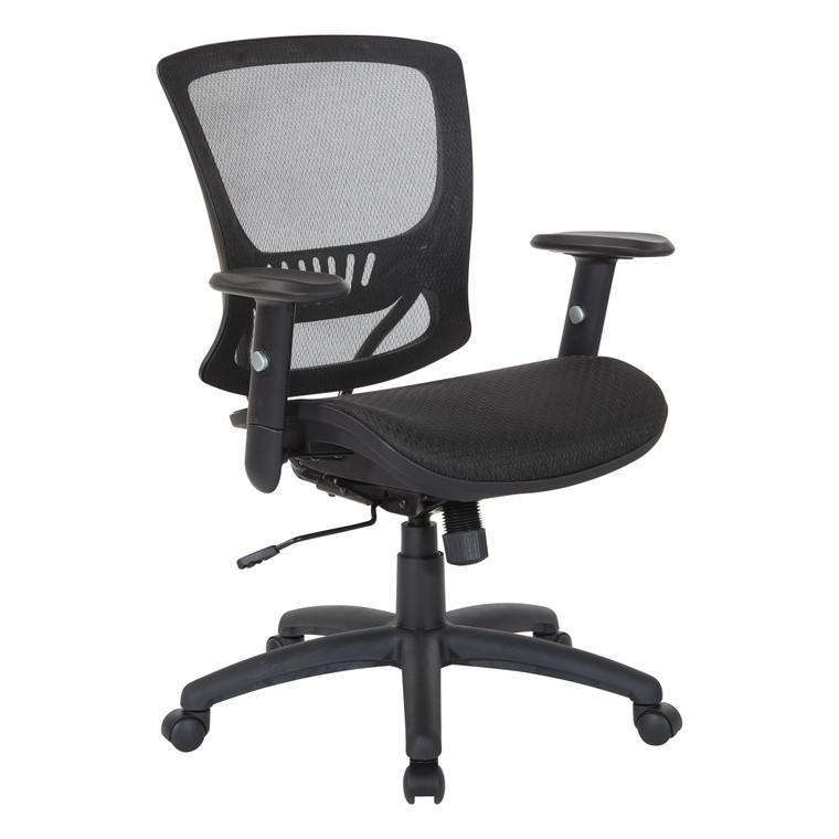 Office Star Mesh Screen Seat And Back Chair - Black EM98910-3