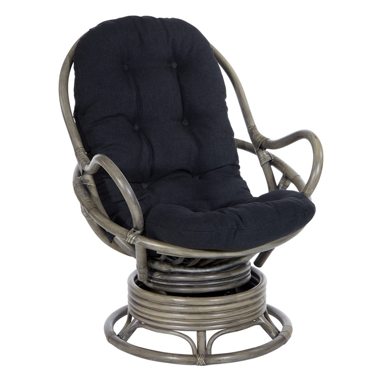 Office Star Tahiti Rattan Swivel Rocker Chair - Black TAH320-BK