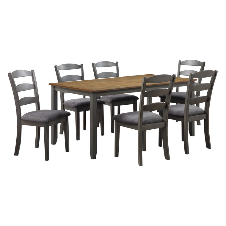 Office Star West Lake Dining Table Set 7-Pc - Tobacco & Cream Wood WSK3266K-GRY