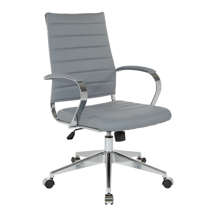 Office Star Mid Back Faux Leather Office Chair - Charcoal Grey FL52531C-U42