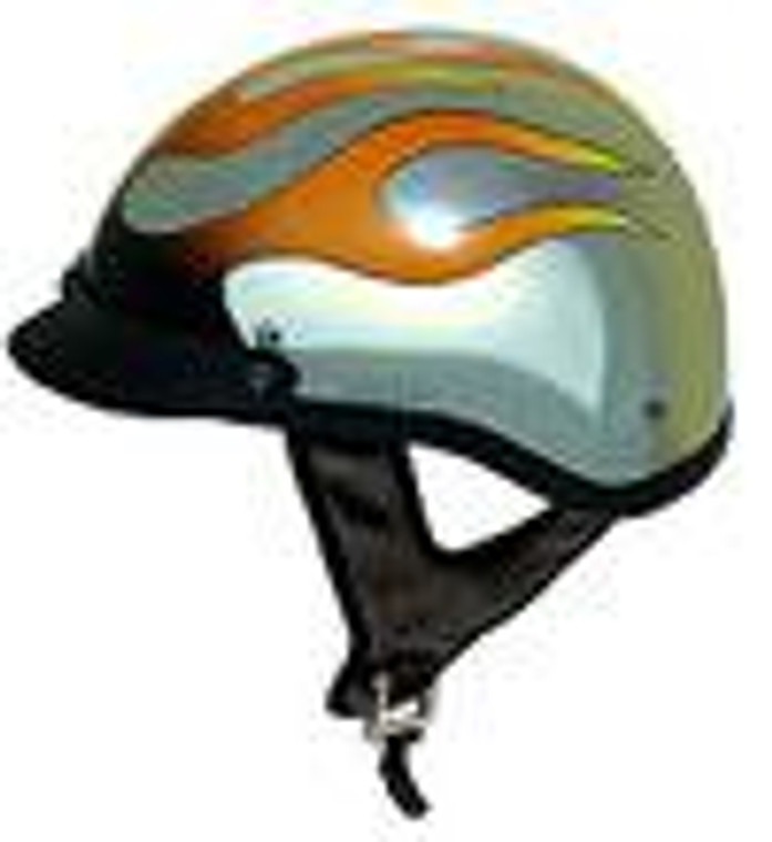 1Cf - Dot Chrome Flame Shorty Motorcycle Helmet 100CF By Nuorder