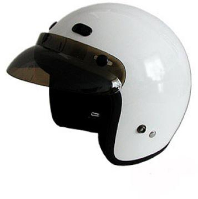 Rmtw - Dot White 3/4 Motorcycle Helmet. Three Quarter Helmet RMTW By Nuorder