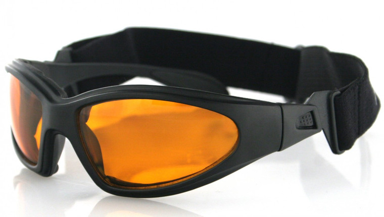 Biker Sunglasses - Gxr Sunglass, Black Frame, Anti-Fog Amber Lenses GXR001A By Nuorder