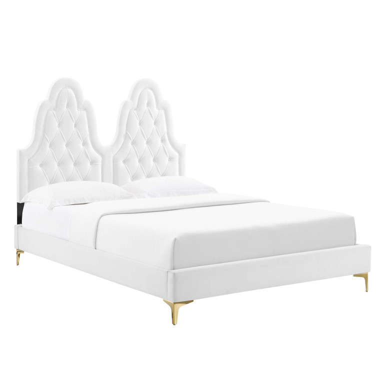 Alexandria Tufted Performance Velvet Queen Platform Bed MOD-6763-WHI By Modway Furniture