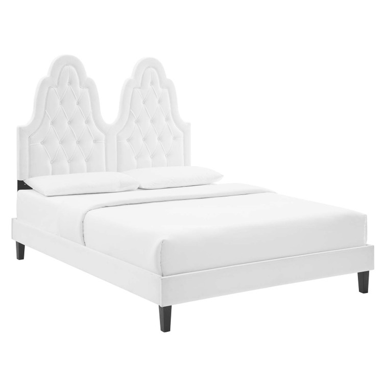 Alexandria Tufted Performance Velvet Queen Platform Bed MOD-6765-WHI By Modway Furniture