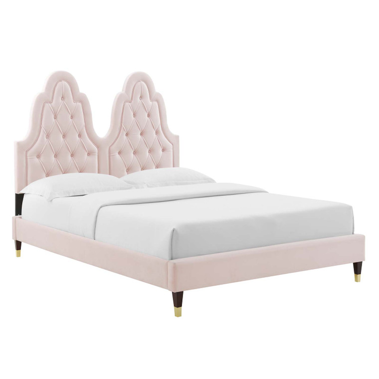 Alexandria Tufted Performance Velvet Twin Platform Bed MOD-6932-PNK By Modway Furniture