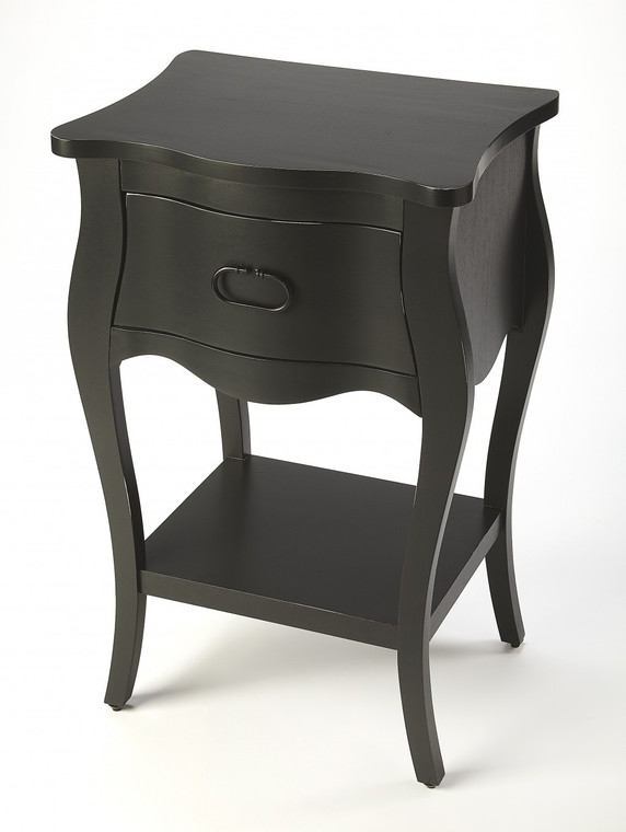 Homeroots Black Single Drawer Nightstand 388903