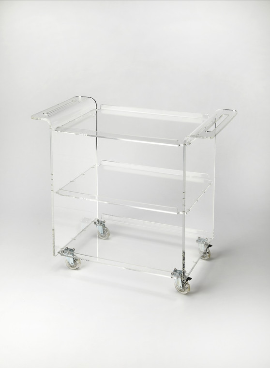 Homeroots Clear Acrylic Rolling Server Bar Cart 388954