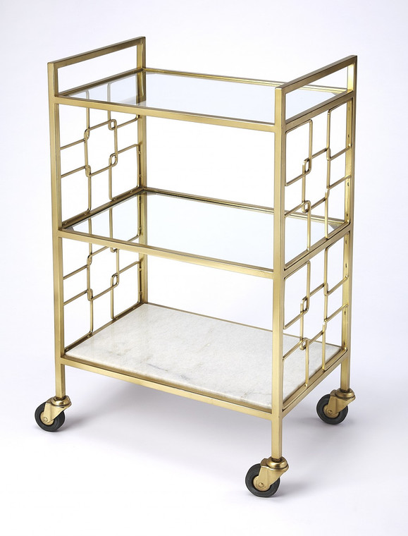 Homeroots Polished Gold Bar Cart 388955