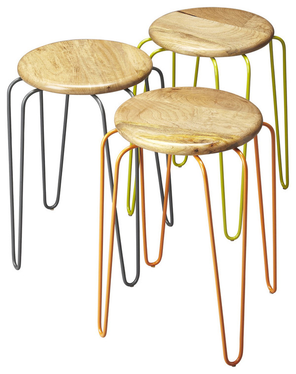 Homeroots Stackable Iron Colored Stools 389111