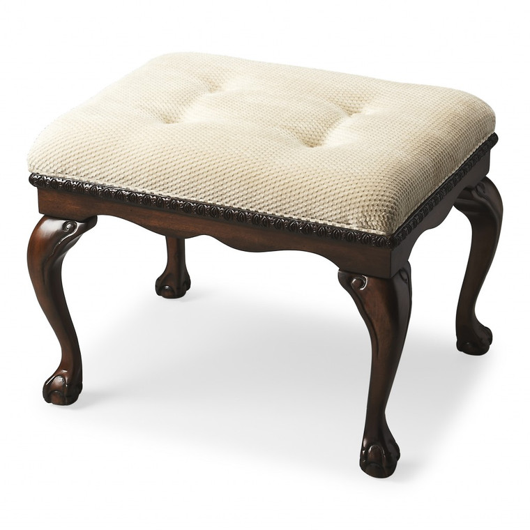 Homeroots Classic Cherry Finish Tufted Bench 389174