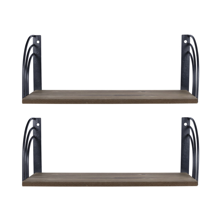 Homeroots Set Of 2 Arched Wooden Floating Wall Shelves 389375