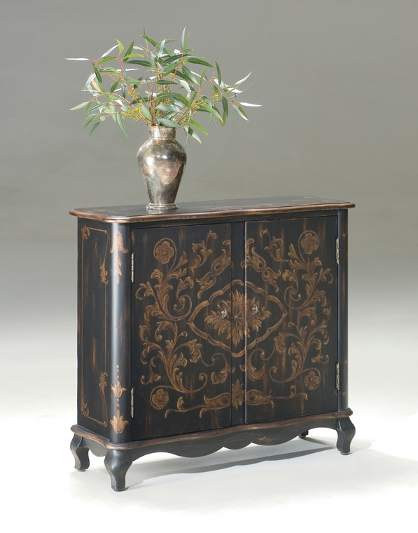 Homeroots Leyden European Black Painted Console Cabinet 389698