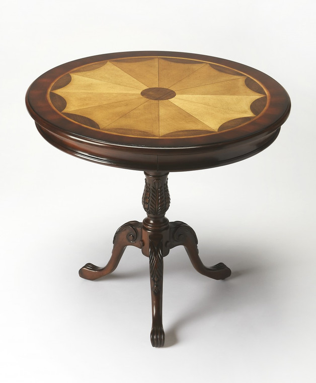 Homeroots Carissa Plantation Cherry Round Pedestal Table 389884