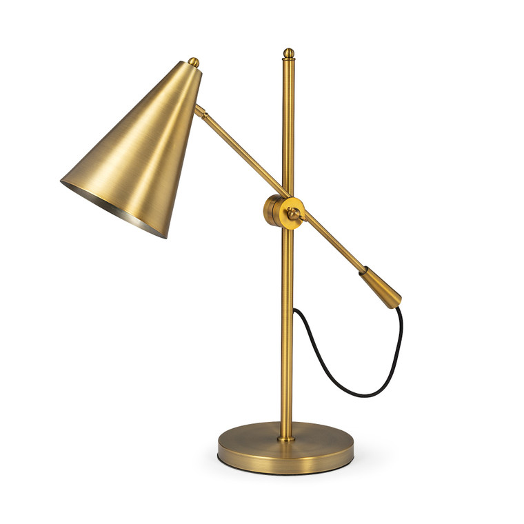 Homeroots Sleek Golden Cone Adjustable Table Or Desk Lamp 392241