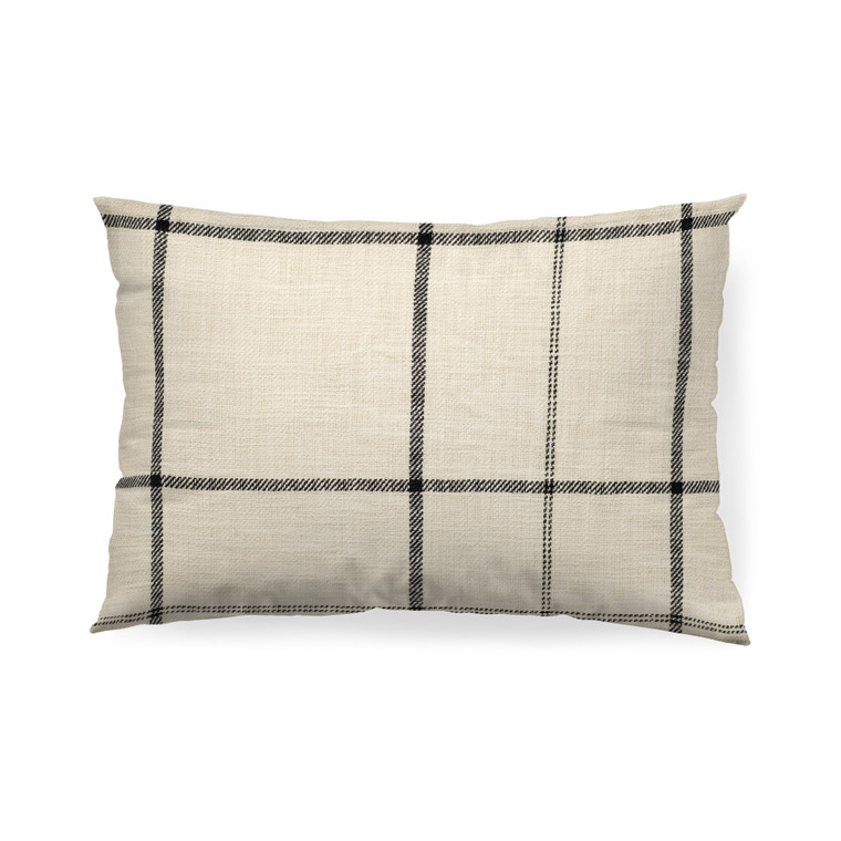 Homeroots Black And Beige Plaid Lumbar Accent Pillow Cover 392280