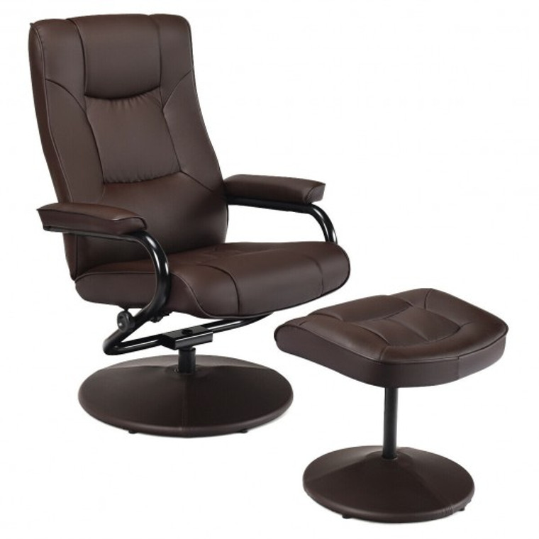 HW51430CF Swivel Lounge Chair Recliner With Ottoman-Brown
