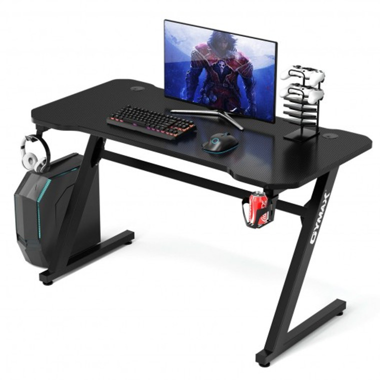 JV10007DK Gaming Desk Z-Shaped Computer Office Table With Gaming Handle Rack