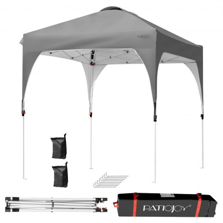 NP10051GR 6.6 X 6.6 Ft Pop Up Height Adjustable Canopy Tent With Roller Bag-Gray