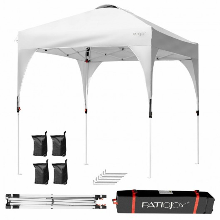 NP10051WH 6.6 X 6.6 Ft Pop Up Height Adjustable Canopy Tent With Roller Bag-White