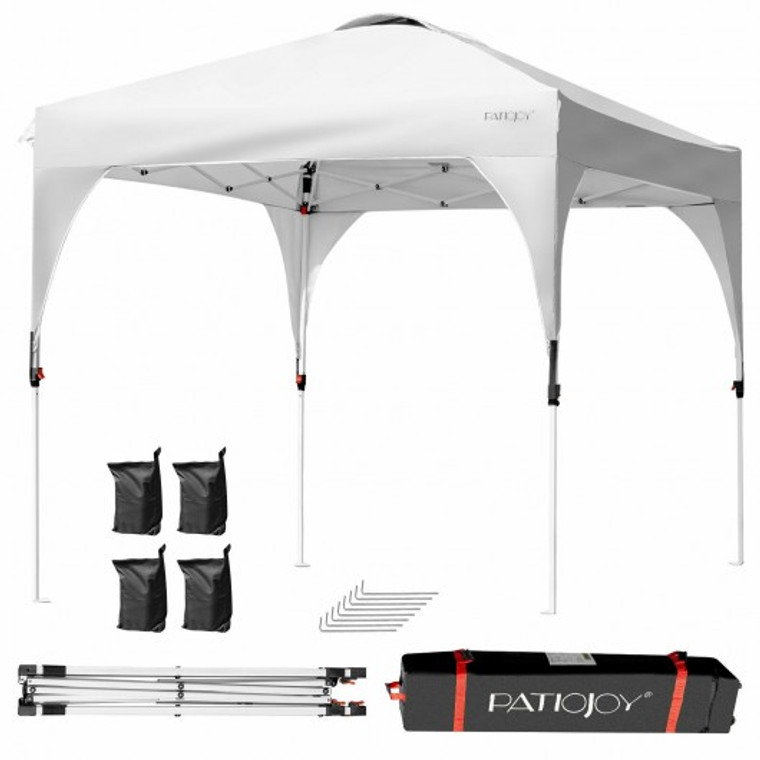 NP10052WH 8' X 8' Outdoor Pop Up Tent Canopy Camping Sun Shelter With Roller Bag-White