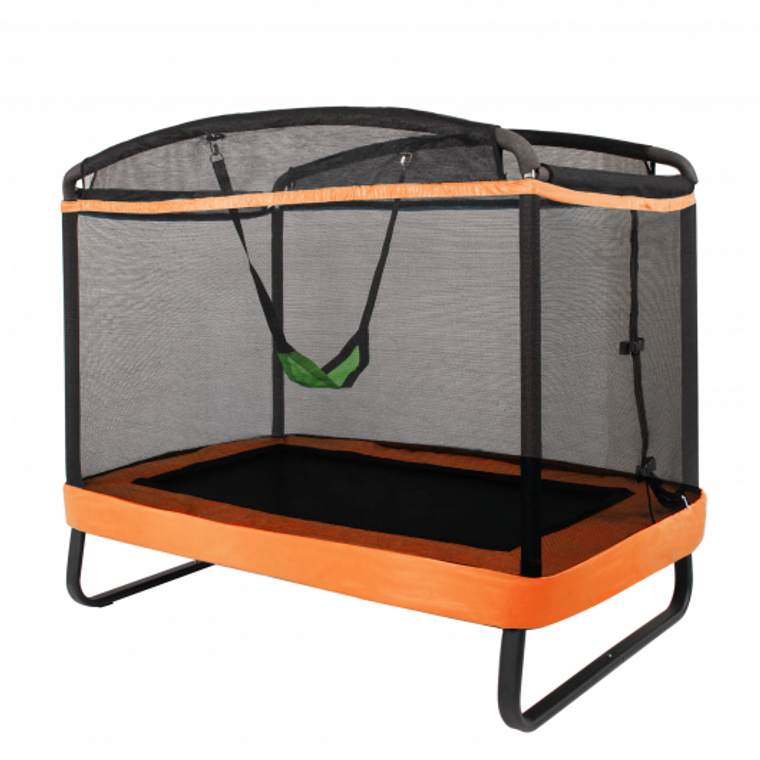 TW10004OR 6 Feet Kids Entertaining Trampoline With Swing Safety Fence-Orange