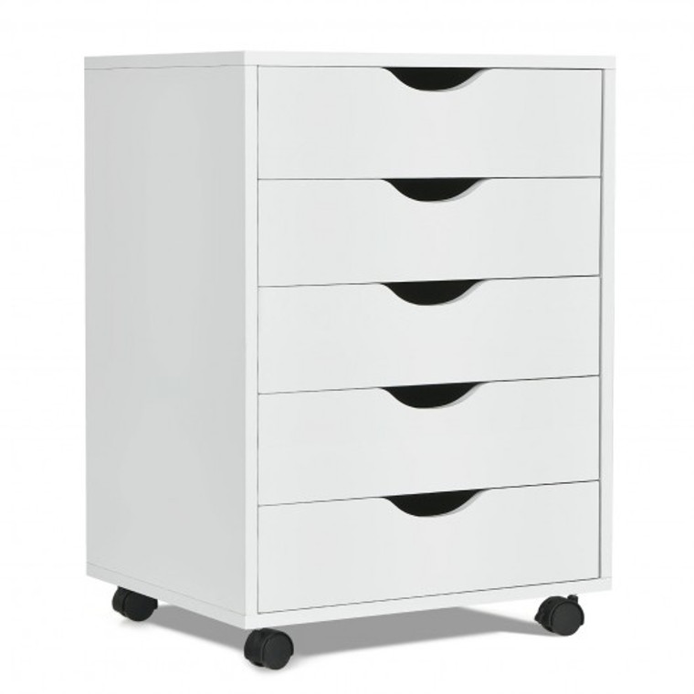 HW66498 5 Drawer Dresser Storage Cupboard Chest With Wheels For Home Office