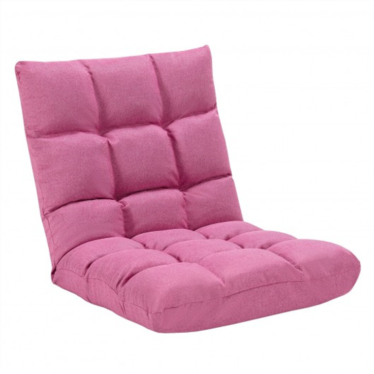 HW66636FS 14-Position Adjustable Folding Lazy Gaming Sofa-Pink