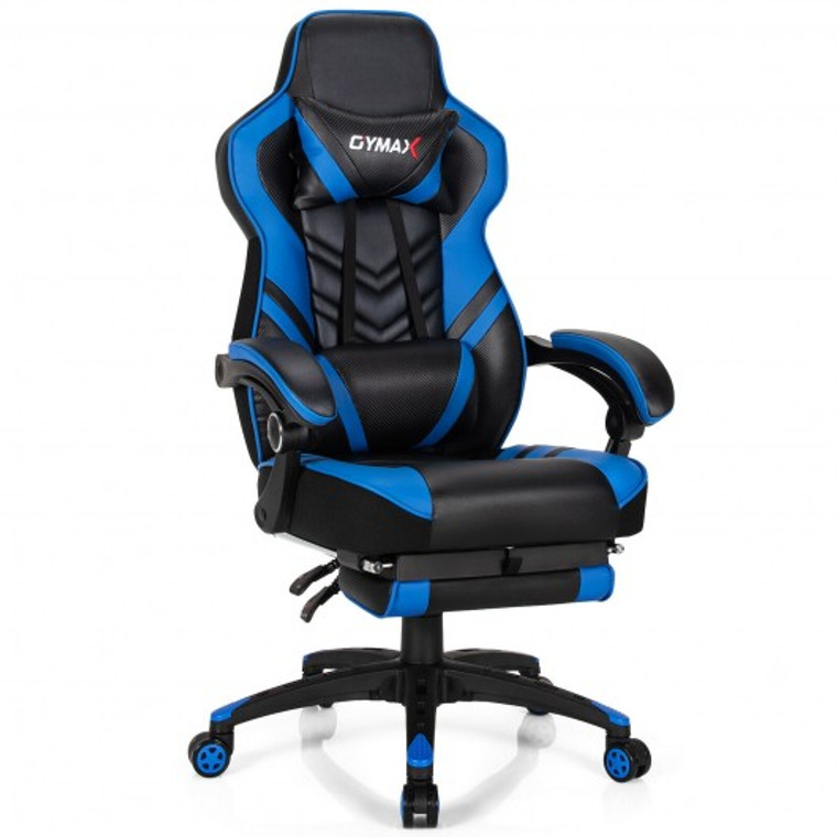 HW67570BL Adjustable Gaming Chair With Footrest For Home Office-Blue