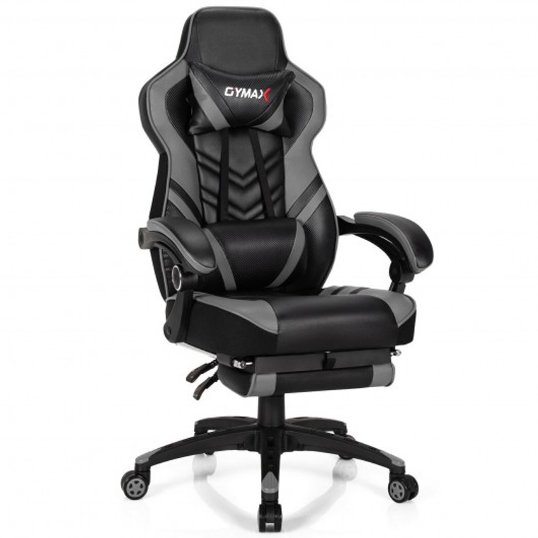 HW67570HS Adjustable Gaming Chair With Footrest For Home Office-Gray