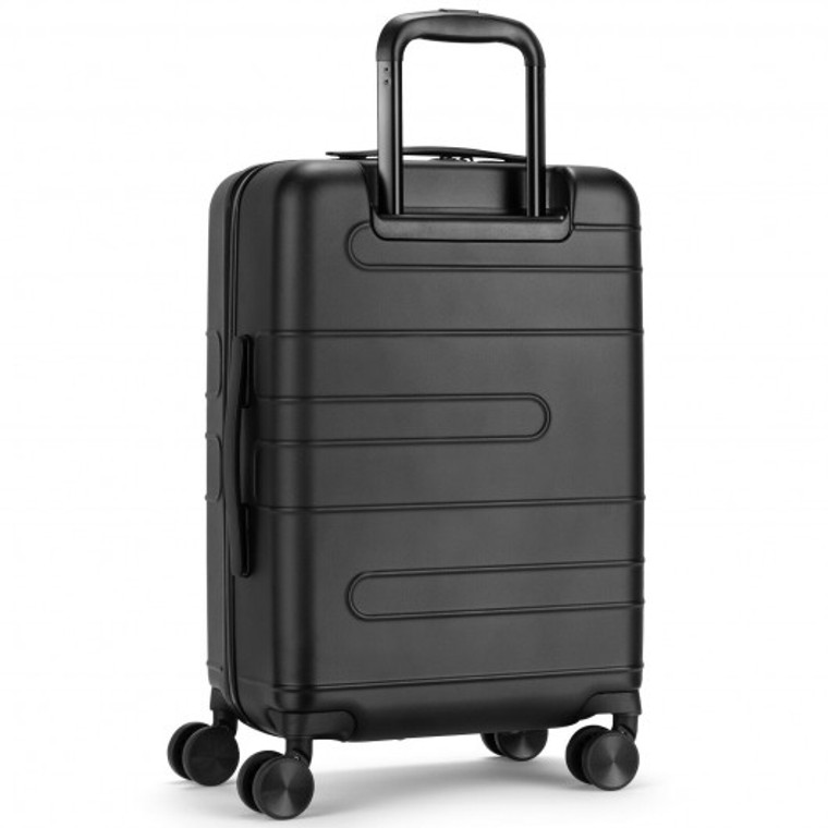 BL10002DK 20 Inch Expandable Luggage Hardside Suitcase With Spinner Wheel And Tsa Lock-Black