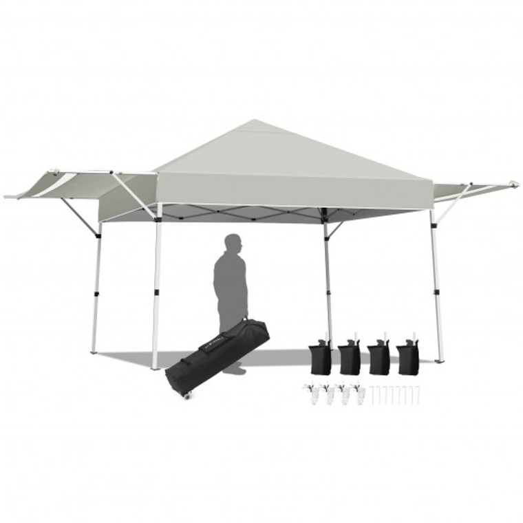 OP70820GR 17 Feet X 10 Feet Foldable Pop Up Canopy With Adjustable Instant Sun Shelter-Gray