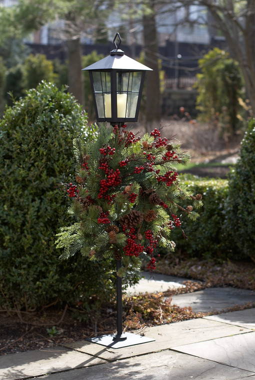 Melrose Lantern Wreath Holder 43.5"H Metal/Glass 49117DS