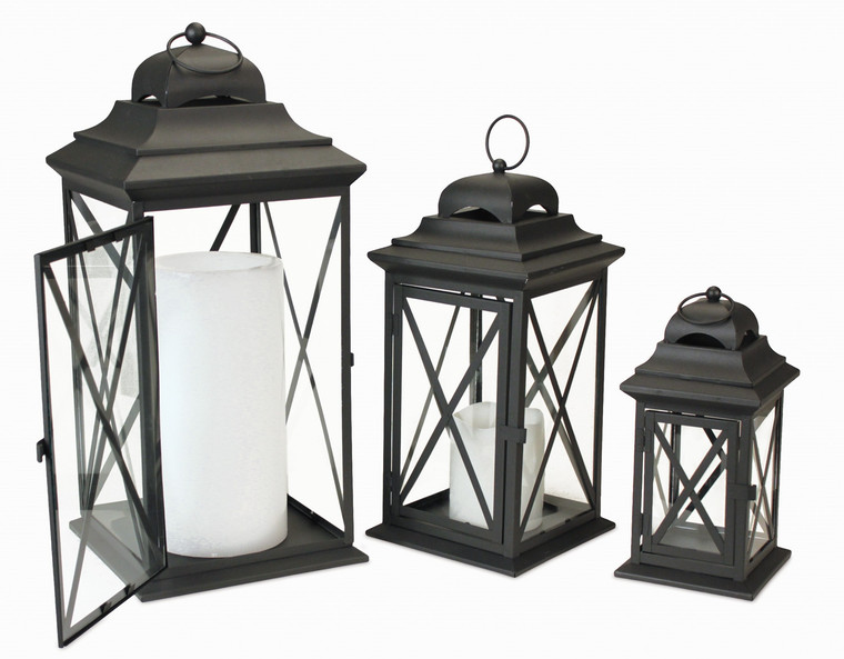 Melrose Lantern (Set Of 3) 11.75"H-22"H Iron/Glass 50220DS