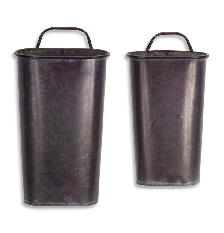 Melrose Wall Container (Set Of 2) 8"Lx4"Wx15"H, 9.5"Lx5"Wx17.5"H Metal 69611DS