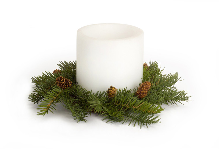 Melrose Pine Candle Wreath (Set Of 4) 13"D Plastic (Fits 6" Candle) 69645DS