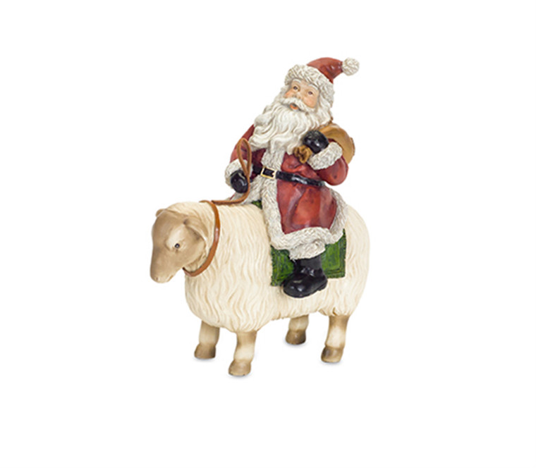 Melrose Santa On Sheep (Set Of 2) 7.5"H Resin 72591DS