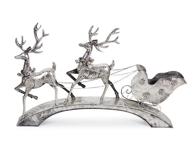Melrose Deer With Sleigh 40.5" X 25"H Metal 72613DS