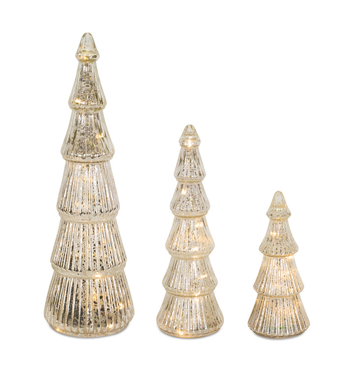 Melrose Tabletop Tree (Set Of 3) 10"H, 14"H, 19"H Glass 73142DS
